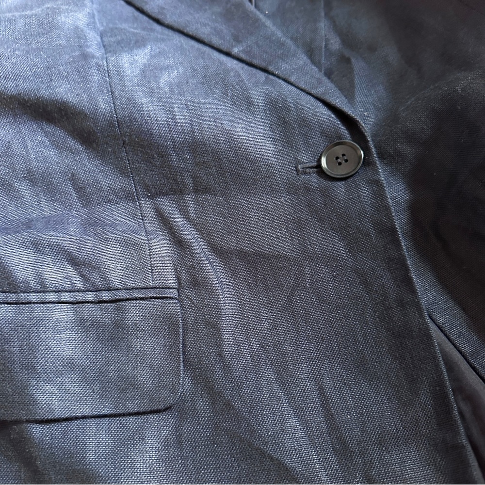 VINTAGE NAVY LINEN BLAZER PANTSUIT TALBOTS ONE BUTTON HIGH RISE DRESS PANTS S-M - Picture 11 of 12